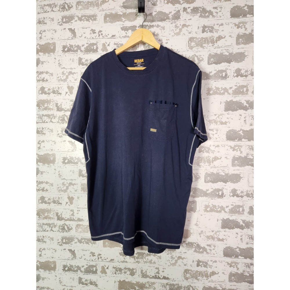 Ariat Rebar Shirt Mens XL Blue Trail Workwear Outdoors Casual Short Sleeve